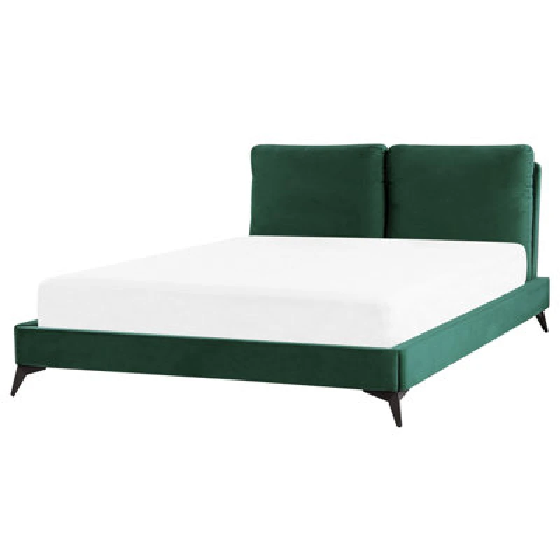 Image of Beliani Bed Velvet Melle 160 X 200 Cm (Eu King Size) Emerald Green
