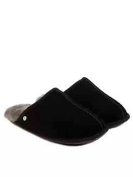 Image of Just Sheepskin Donmar Overlocked Raised Seam Sheepskin Mule Slippers - Black, Size 9, Men