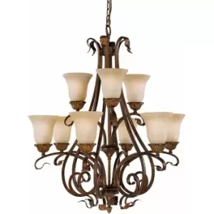 Image of 9 Bulb Chandelier Hanging Pendant LIght Aged Tortoise Shell LED E27 60W Bulb