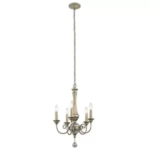 Image of 5 Bulb Chandelier Hanging Pendant LIght Sterling Gold LED E14 60W Bulb