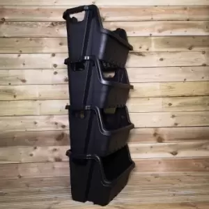 Image of Pack of 4 / 59 x 41 x 36cm Heavy Duty Plastic Stackable Crates / Pick Bins with Handles