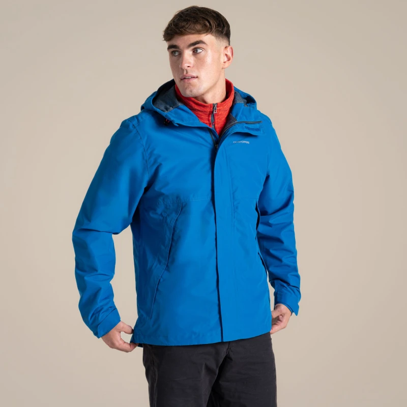 Image of Craghoppers Craghoppers Men Ossus Lightweight Waterproof Shell Jacket in Mid Blue Size: X-Small Mid Blue XS Male 5063260102384