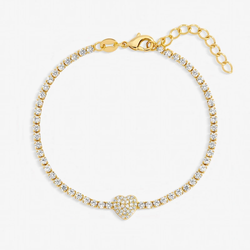 Image of Jon Richard Silver Plated and Pave Heart Toggle Bracelet Chain Bracelets One Size Silver 73777111000