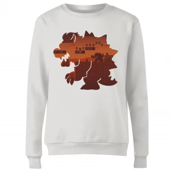 Image of Nintendo Super Mario Bowser Silhouette Womens Sweatshirt - White - M