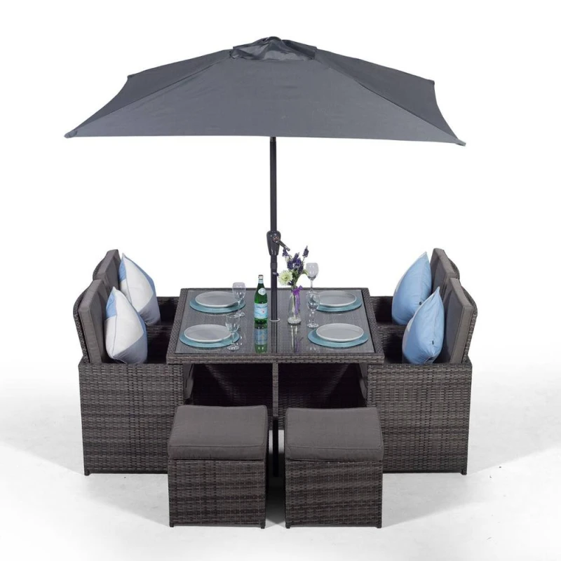 Image of Thats Furniture Giardino 4 Seater Rattan Cube Dining Set in Grey Grey Unisex