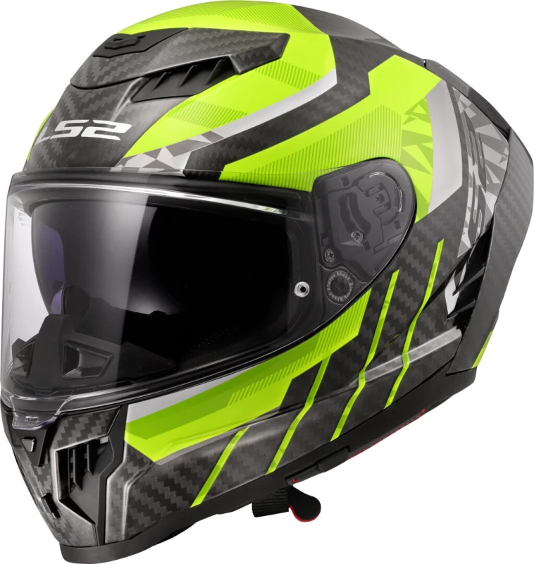 Image of LS2 FF807 Dragon Trax Carbon Helmet, carbon-yellow, Size L for Men