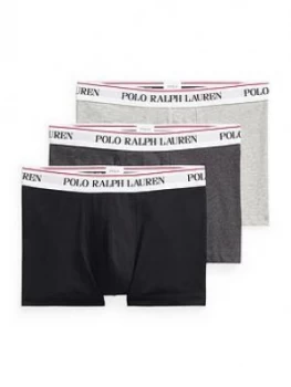 Image of Polo Ralph Lauren 3 Pack White Waistband Trunks - Black/Grey