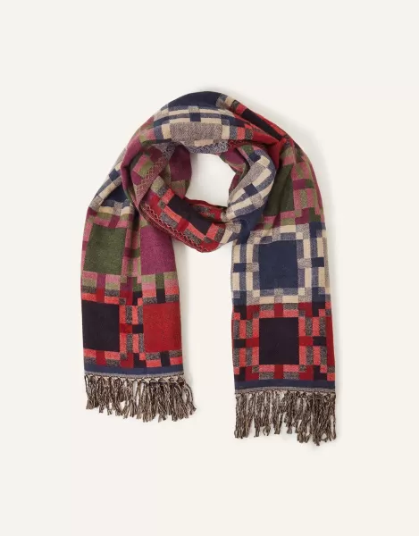 Image of Geometric Woven Blanket Scarf