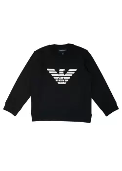 Image of Emporio Armani Kids Classic Sweatshirt In Black Eagle