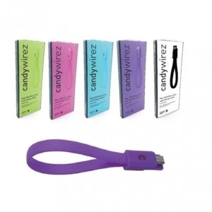 Image of Candywirez USB 2.0 A (M) to USB 2.0 Micro B (M) 0.15m / 6" Purple Magnetic Silicon Tangle-Free Data Cable