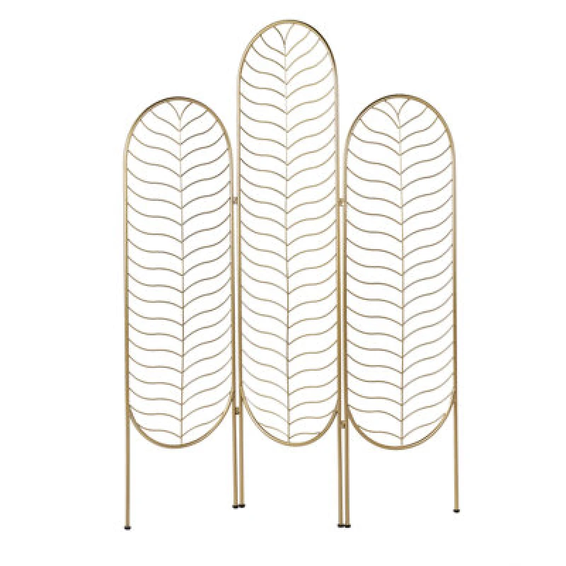 Image of Beliani 3 Panel Room Divider Pescia Gold 120 Cm 160 Cm