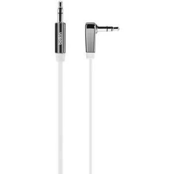Image of Belkin Mixit 3.5mm Flat Right Angle Aux Cable 0.9m In White