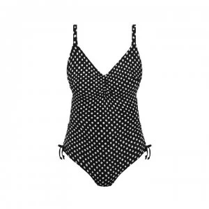 Image of Fantasie Santa Monica Underwired Adjustable Leg Swimsuit - BLK Black White