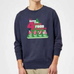 Image of Elf Food Groups Christmas Sweatshirt - Navy - M