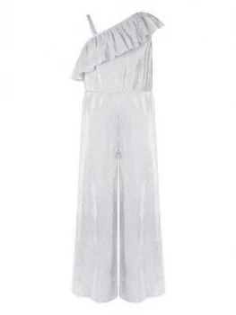 Image of Monsoon Girls Cassandra Silver One Shoulder Jumpsuit - Silver