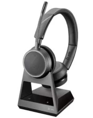 Image of Poly Voyager 4220A Binaural Bluetooth Wireless Headset with Charge Station USB A Contor Optimised for Teams and Skype for Business
