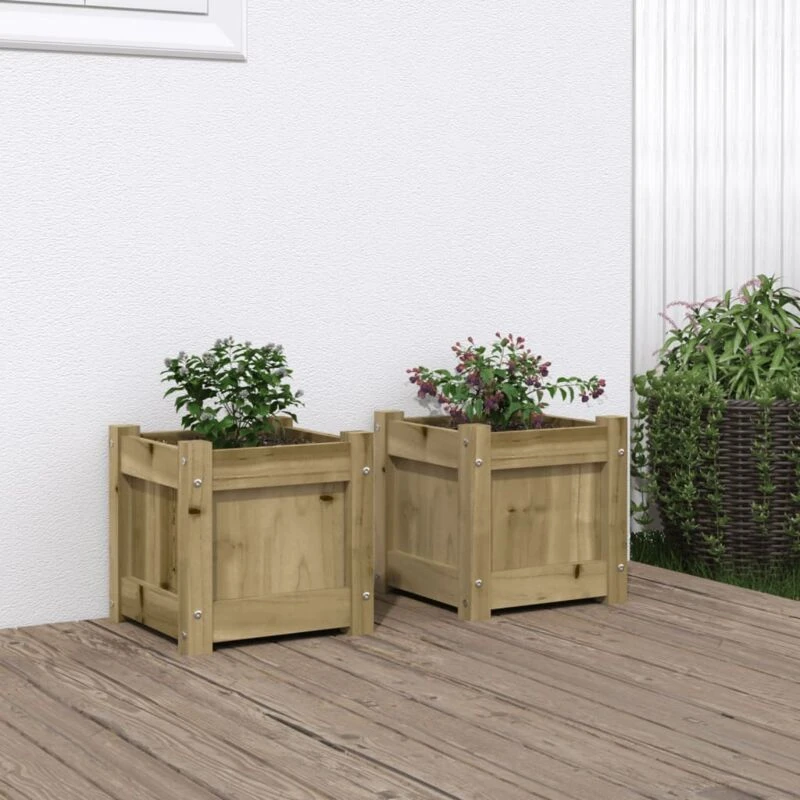 Image of vidaXL Garden Planters 2 pcs Impregnated Pine, Brown 837403