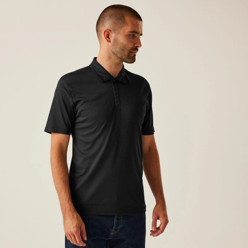 Image of Regatta Regatta Men Honestly Made Polo Shirt in Black Size: 4X-Large Black 4XL Male 5063019414898