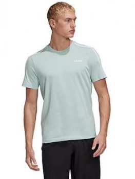 Image of Adidas Essential 3-Stripe T-Shirt - Green