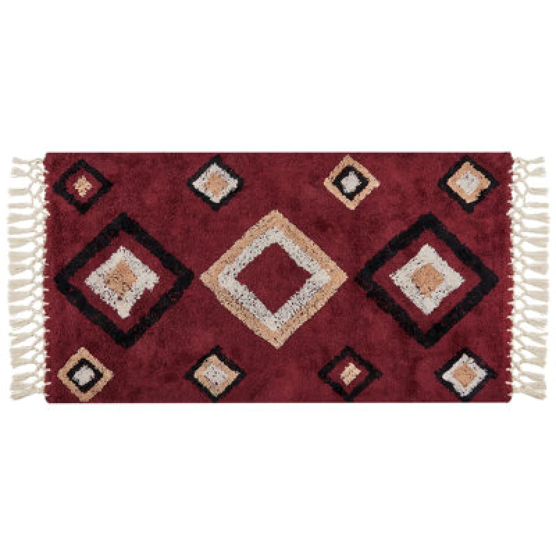 Image of Beliani Rug Siirt Red 80 X 150 Cm Cotton