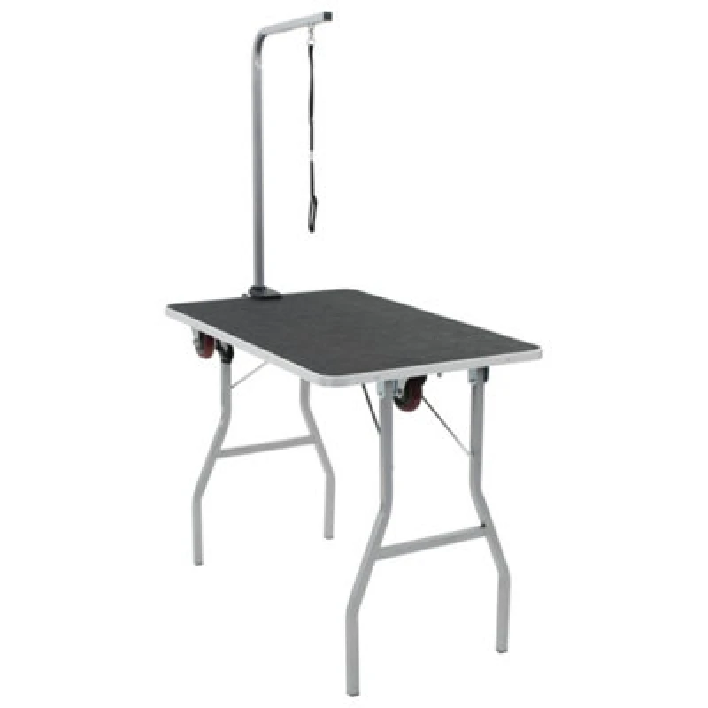 Image of Portable Dog Grooming Table with Castors Foldable Adjustable Noose Arm