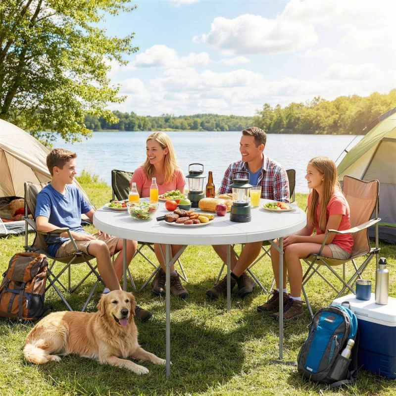 Image of OUTSUNNY Picnic Table Folding Heavy Duty 120x120 cm, White Size: 120x120cm White Unisex 120x120 cm