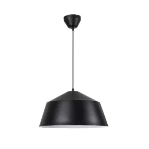 Image of Bowl Dome Ceiling Pendant Matt Black White 1x E27 40cm
