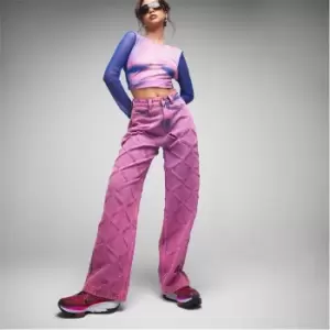 Image of Missguided Acid Wash Laser Cut Straight Leg Jeans - Pink