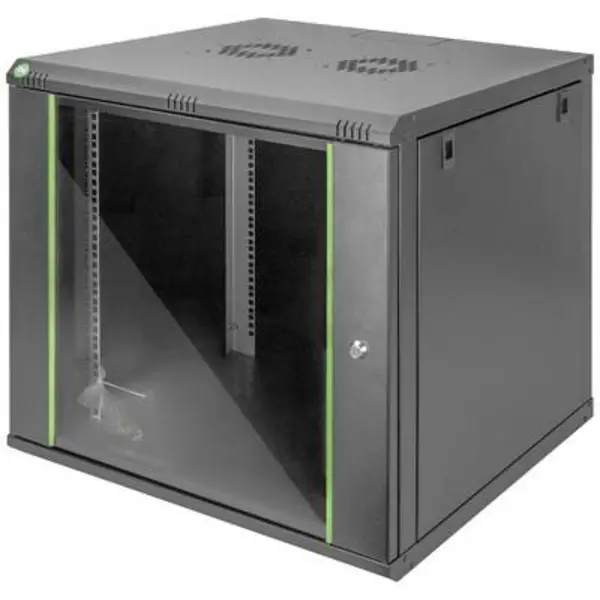 Image of Digitus Digitus DN-19 09U-6/6-EC-SW 19 wall cabinet (W x H x D) 600 x 505 x 600 mm 9 U Black (matt), Black (RAL 9005) DN-19 09U-6/6-EC-SW