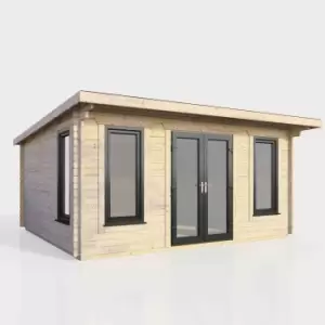Image of Power 16' x 12' Pent Log Cabin - Central Doors