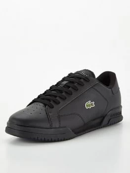 Image of Lacoste Twin Serve Leather Trainers - Black, Size 10, Men