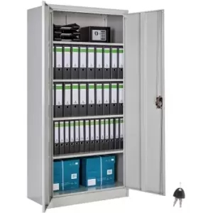 Image of Tectake - Filing cabinet with 5 shelves - metal filing cabinet, office cabinet, home filing cabinet - grey 80cm - grey