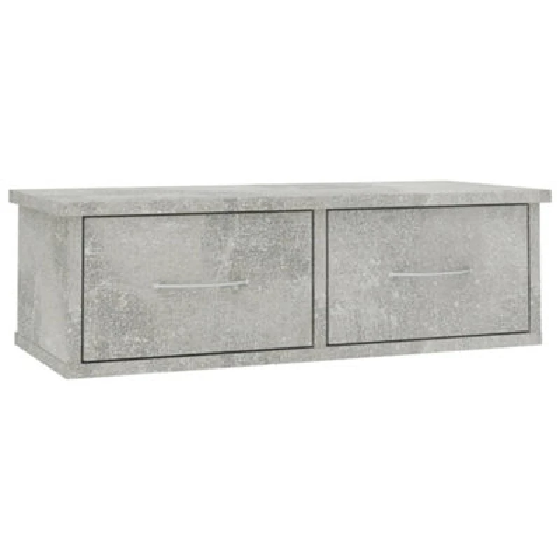 Image of Vidaxl Wall-Mounted Drawer Shelf Concrete Grey 60X26X18.5cm Engineered Wood