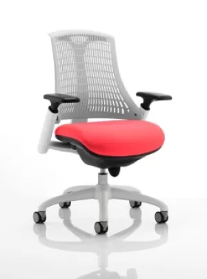 Image of Flex Task Operator Chair White Frame White Back Bespoke Colour Seat Post Box Red
