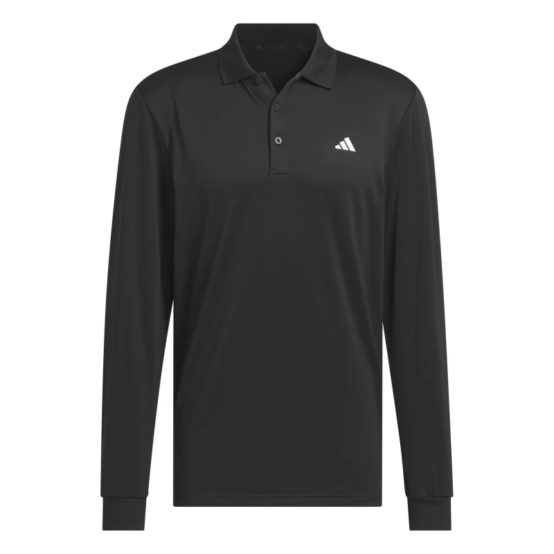 Image of adidas Mens Long-Sleeve Performance Polo Shirt Long Sleeve Performance Polos M Black 36124503390
