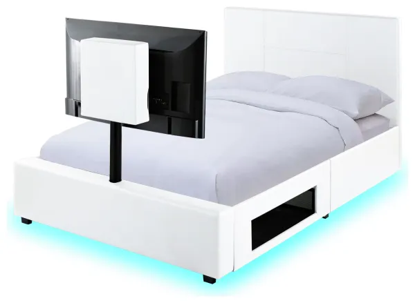 Image of X Rocker Living Ava Double TV and Gaming Bed Frame - White