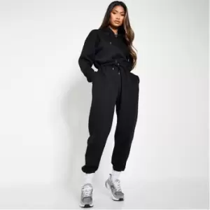 Image of I Saw It First Brushback Hooded Toggle Waist Playsuit - Black