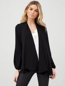 Image of Wallis Blouson Sleeve Chiffon Jacket - Black, Size 10, Women