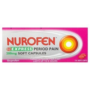 Image of Nurofen Express Period Pain Ibuprofen Soft Capsules 16s