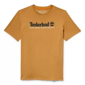 Image of Timberland Logo Print T Shirt - Brown