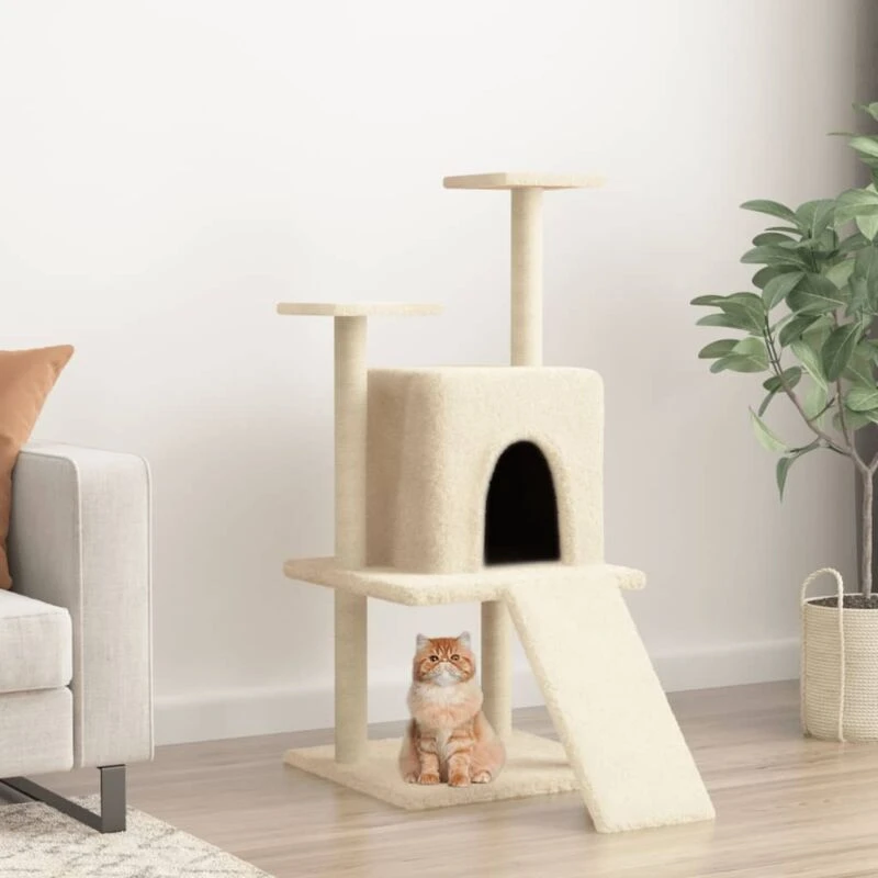 Image of vidaXL Cat Tree with Sisal Scratching Posts Cream 110cm, Cream 172037