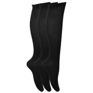 Image of Childrens Girls Plain Knee High School Socks (Pack Of 3) (UK Shoe 12-3 (Age: 8-12 years)) (Black)
