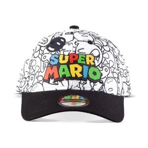 Image of Nintendo - Logo With All-Over Villain Characters Print Baseball Cap - Multi-Colour