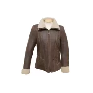 Image of Eastern Counties Leather Womens/Ladies Krissy Aviator Sheepskin Coat (16) (Chocolate Forest)