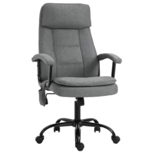 Image of Vinsetto 2-Point Massage Office Chair Linen-Look Ergonomic Adjustable Height w/ 360° Swivel 5 Castor Wheels Rocking Comfortable Executive Seat Grey