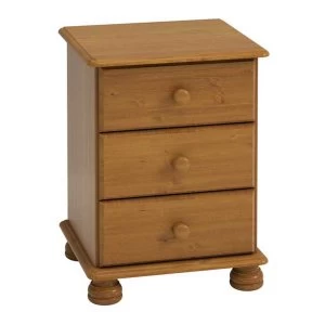 Image of Steens Richmond 3 Drawer Bedside Cabinet - Pine