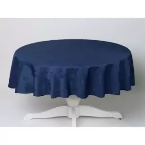 Image of Homespace Direct - Damask Rose Tablecloth 54 Round For Dining Table Easycare - Navy