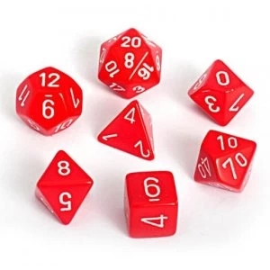Image of Chessex Opaque Poly 7 Dice Set: Red/White