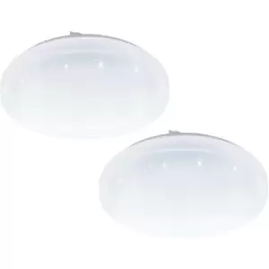 Image of 2 PACK Flush Ceiling Light White Shade White Plastic With Crystal Effect LED 12W