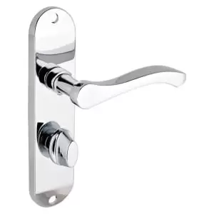 Image of Capri Polished Chrome Lever Bathroom Door Handle - 1 Pair